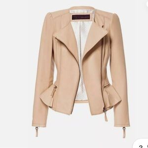 Veste Zara Peplum leather Jacket Nude Rose